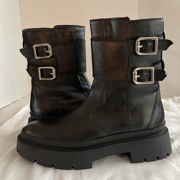 NEW Buckled Leather Ankle Boots - Picture 12 of 16